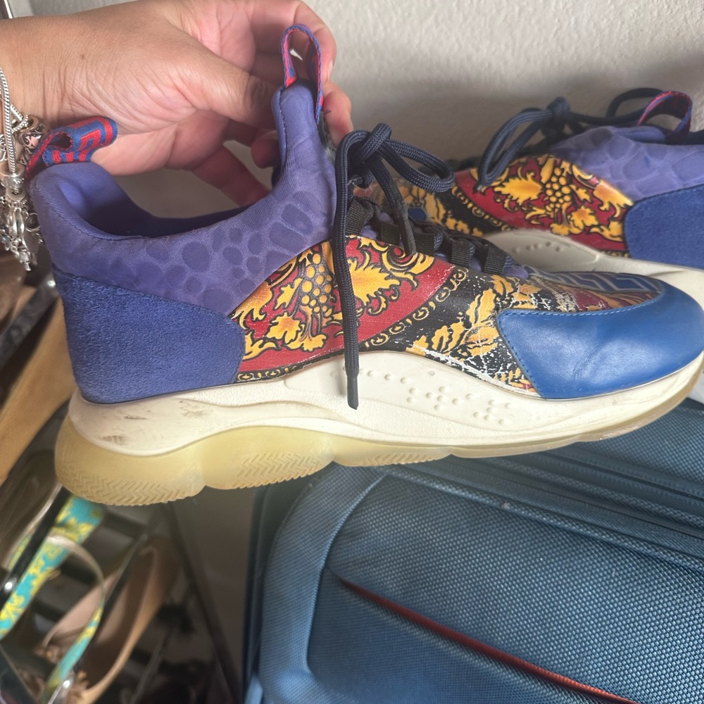 Versace Jeans Collection Blue and Yellow Athletic Shoes